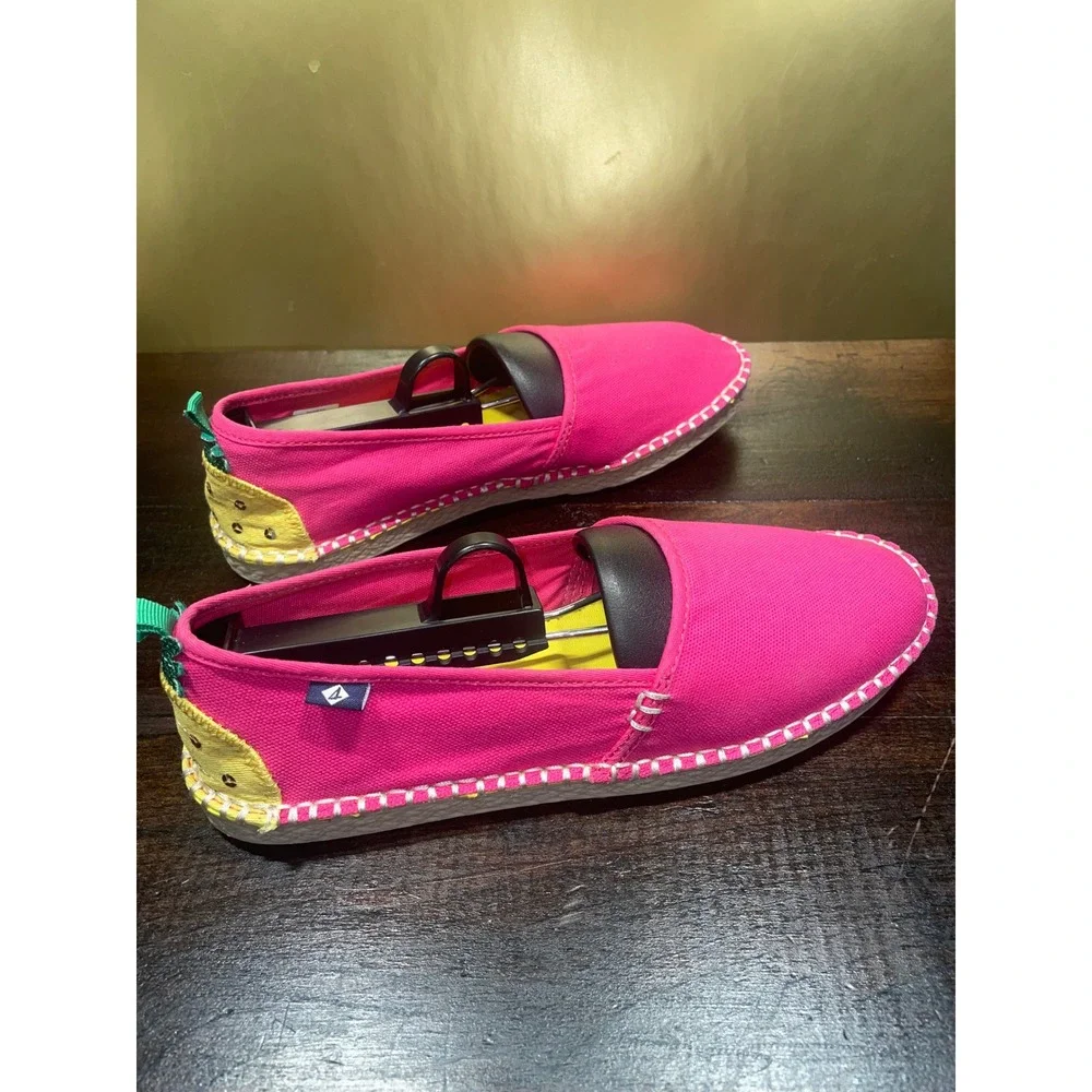 Sperry Top‎ Sider SkySail Espadrille Flats Pink Pineapple Sequins Women US 5M